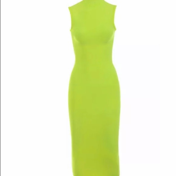 New NWOT HOCB Neon Green MIDI Bandage Dress - Picture 3 of 7